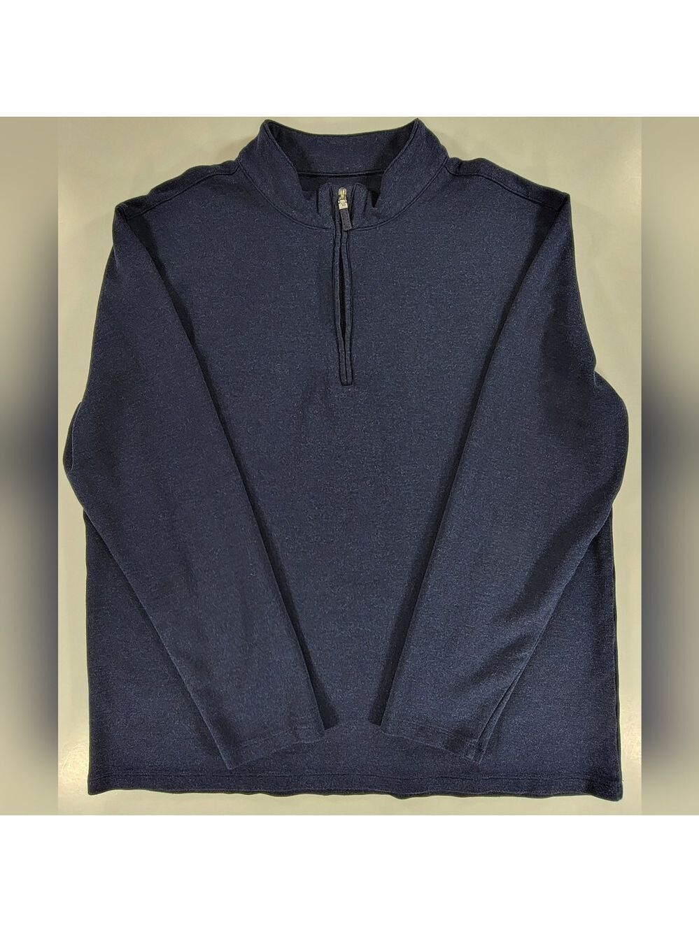 Mizzen + Main Dark Blue 1/4 Zip Pullover Sweater Men's Large Stretch Sweatshirt
